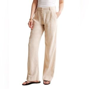 Abercrombie & Fitch Sloane Low Rise Tailored Linen-Blend Pant Sz 6/27 BEIGE